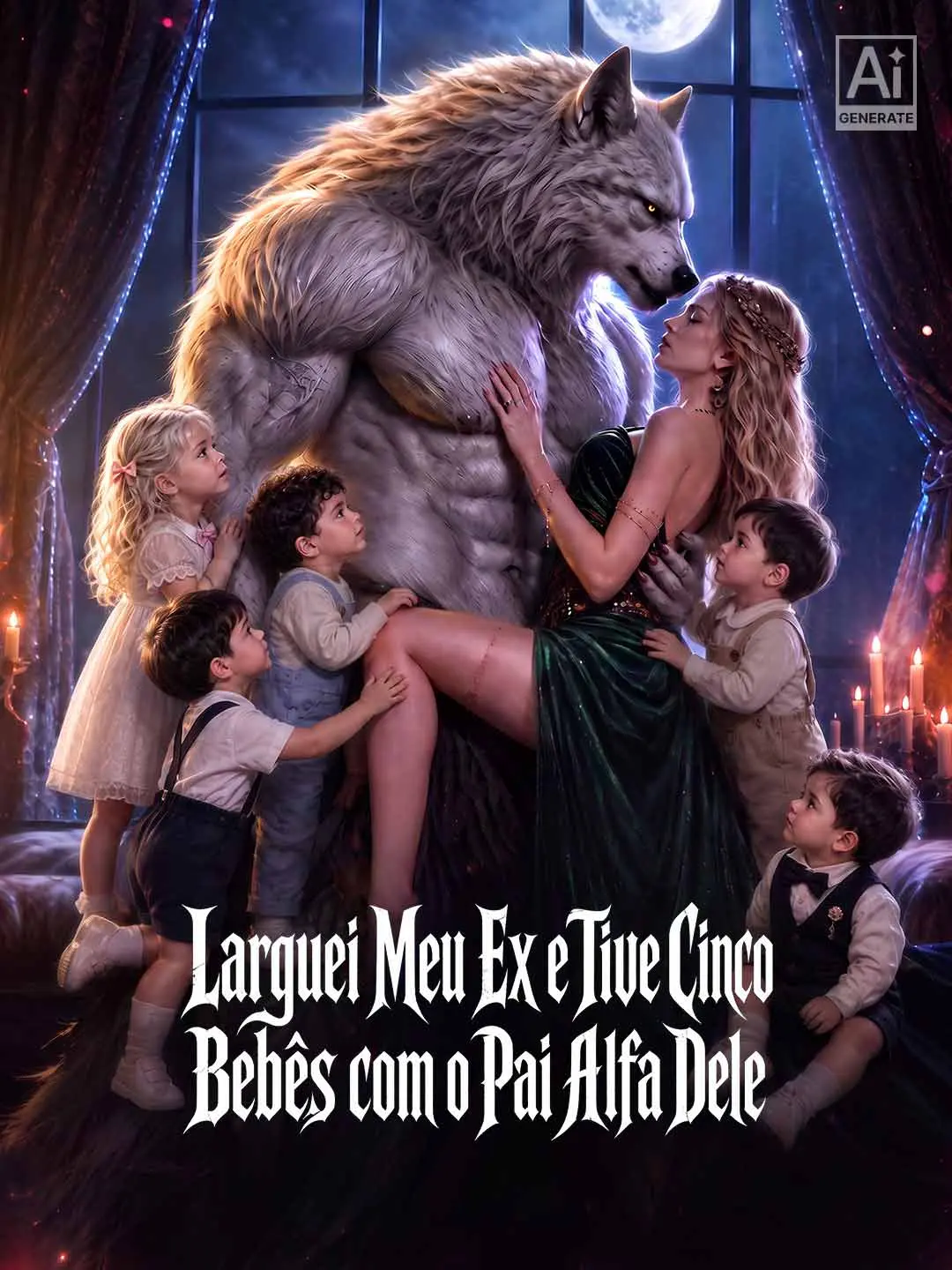 Capa da minissérie Larguei Meu Ex e Tive Cinco Bebês com o Pai Alfa Dele