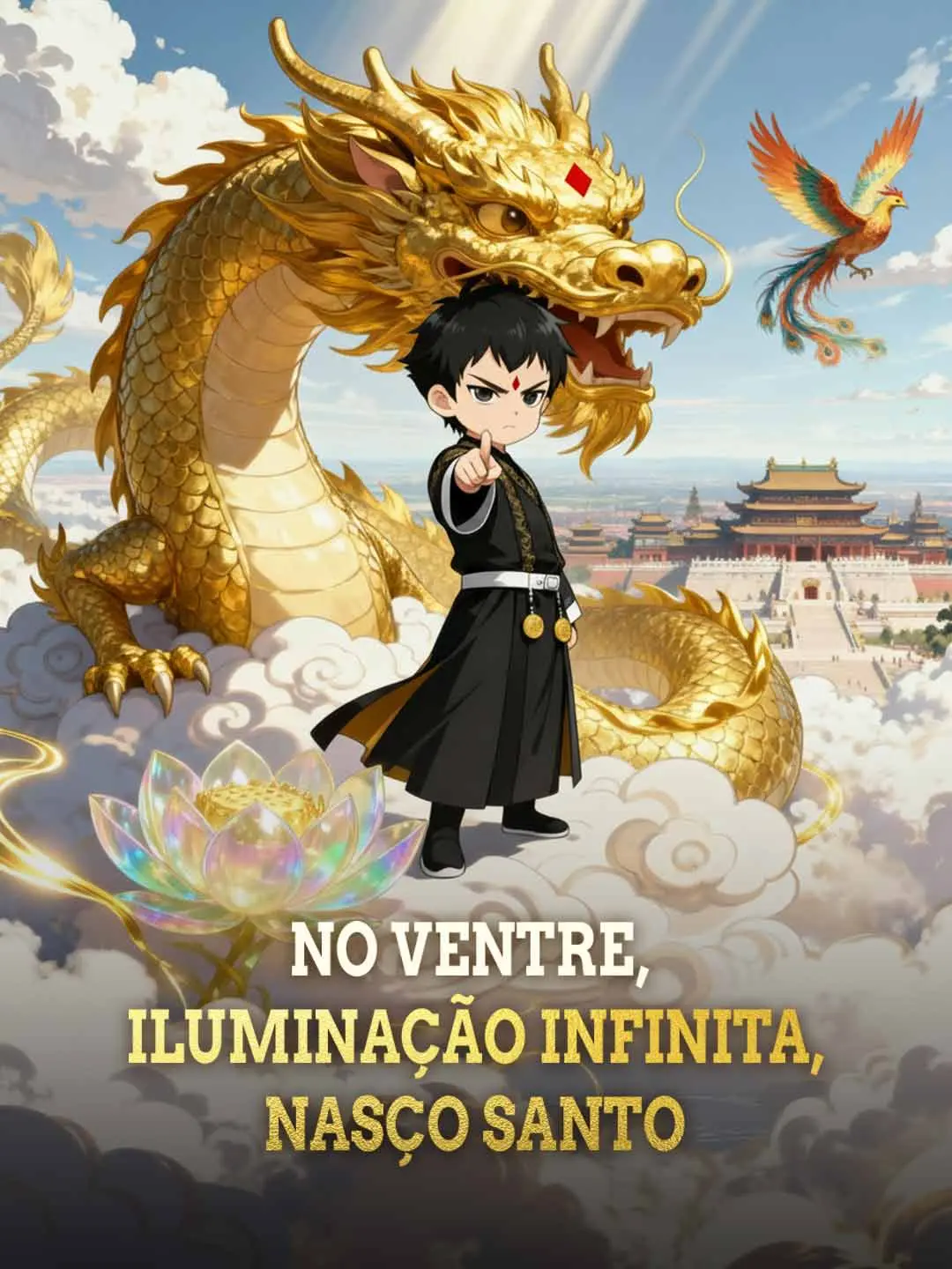 Capa da minissérie No ventre, iluminação infinita, nasço santo